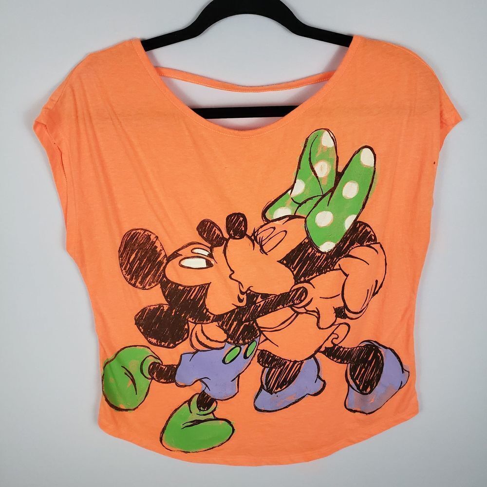 𝅺DISNEY‎ Mickey and Minnie Orange top Size L (11/13)